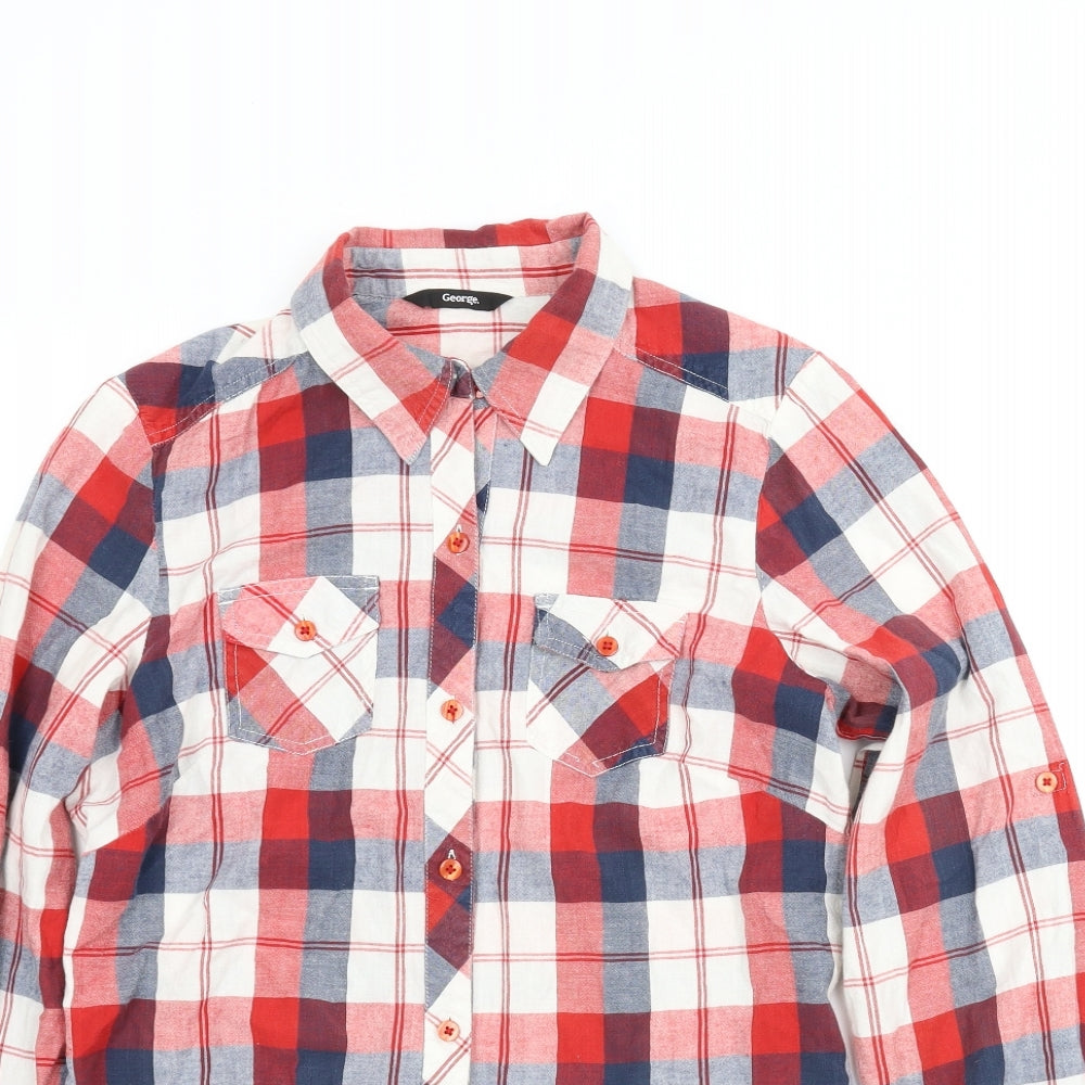 George Womens Multicoloured Plaid  Basic Button-Up Size 12