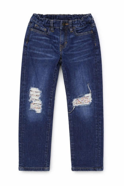Front view of Gap girls’ blue boyfriend jeans, size 7, years
