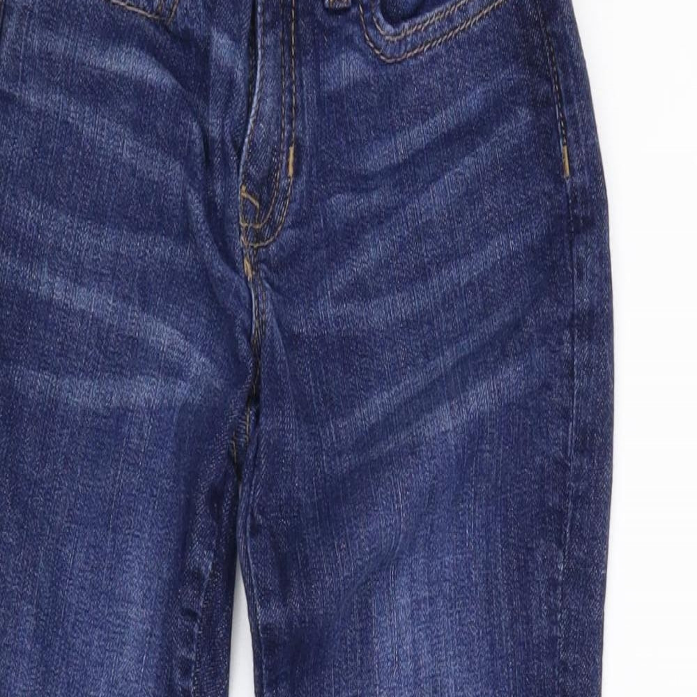 Close-up detail of Gap girls’ blue boyfriend jeans, size 7, years