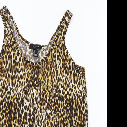 Close-up detail of Atmosphere women’s multicoloured animal print basic tank, size UK 8