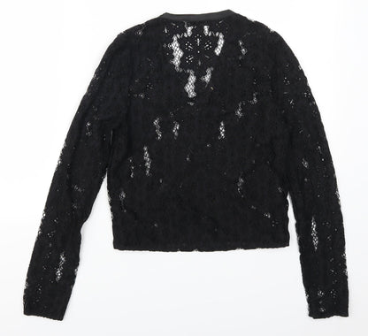 Back view of Missguided women’s black lace basic t-shirt, size UK 4