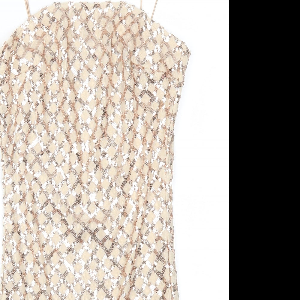Pretty Little Thing Womens Beige Check  Mini  Size 8
