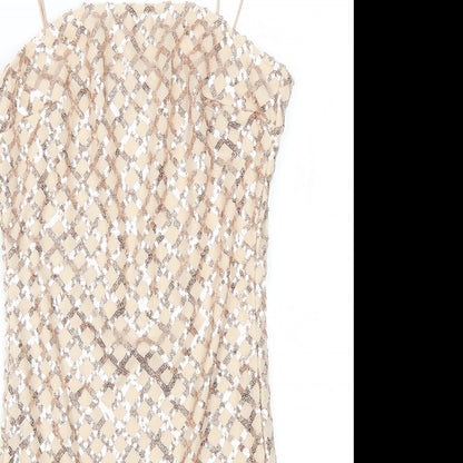 Preloved Pretty Little Thing Womens Beige Check  Mini  Size 8 - Detail