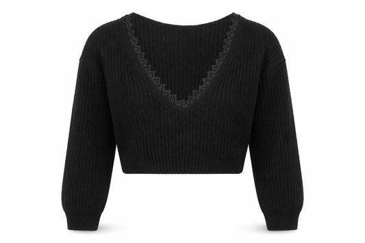 Front view of Boohoo women’s black jumper, size S