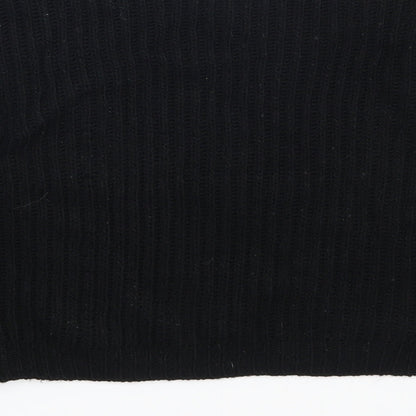 Brand and care label for Boohoo women’s black jumper, size S