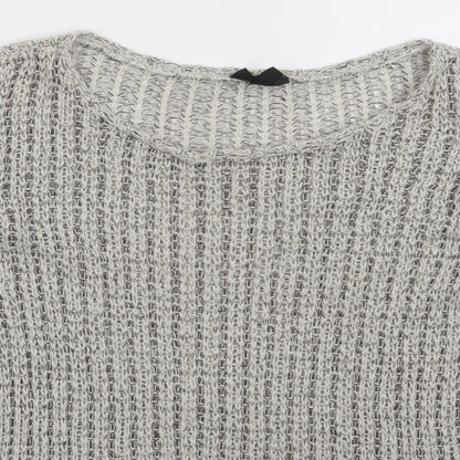 Close-up detail of Topshop women’s grey jumper, size UK 8