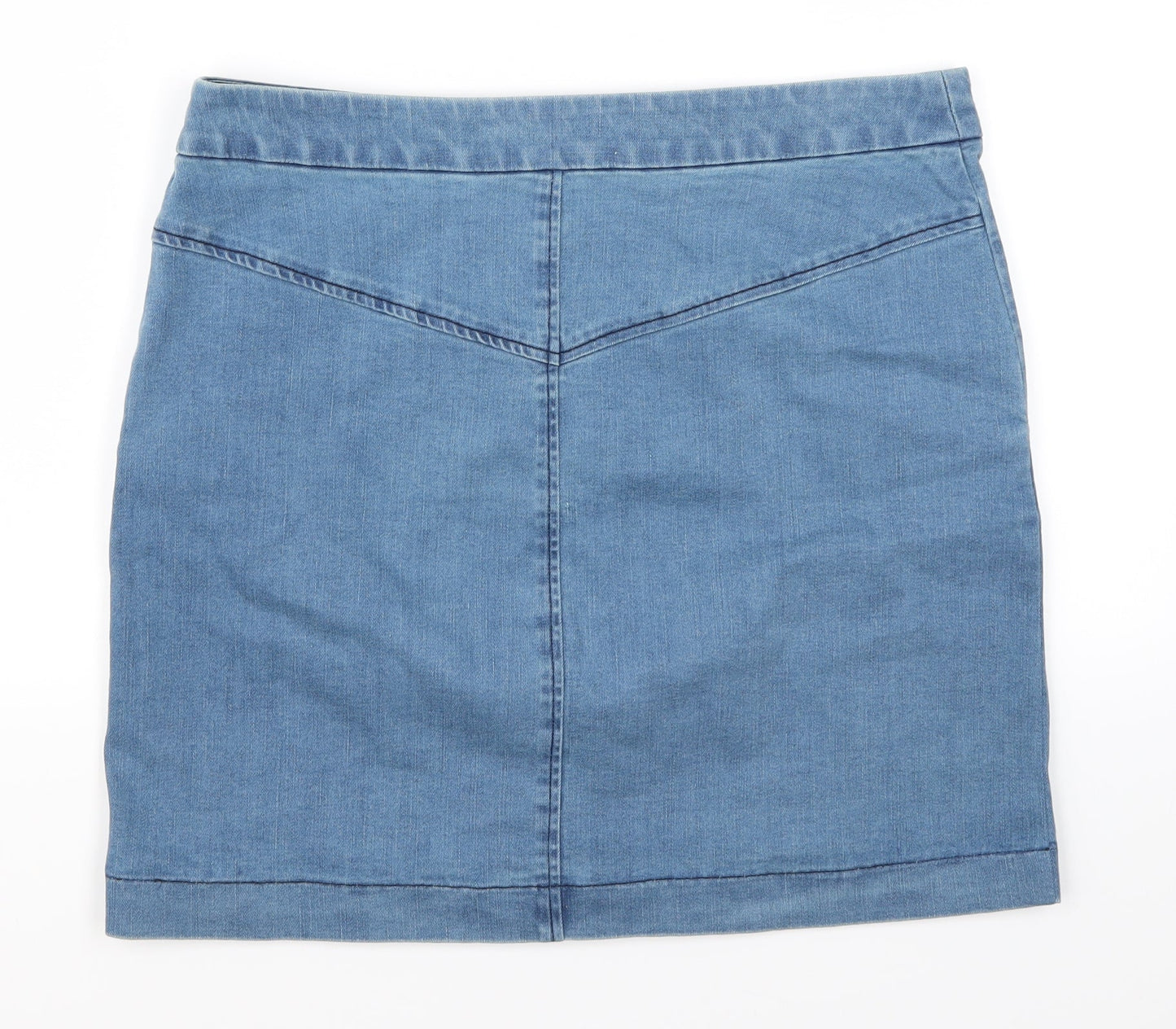 Preworn Womens Blue  Denim A-Line Skirt Size 32 in