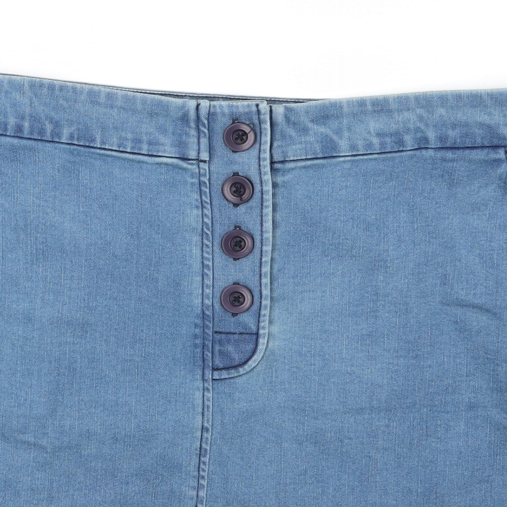 Preworn Womens Blue  Denim A-Line Skirt Size 32 in