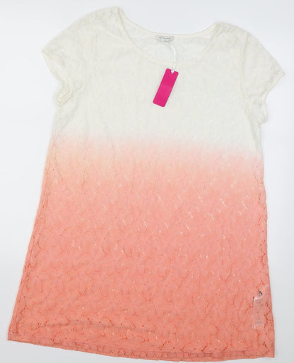 Additional front view of Happy Holly women’s pink floral basic t-shirt, size UK 8