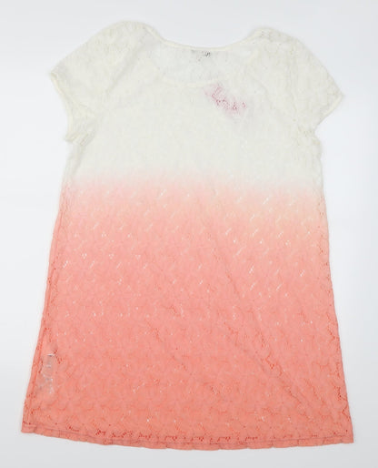 Back view of Happy Holly women’s pink floral basic t-shirt, size UK 8
