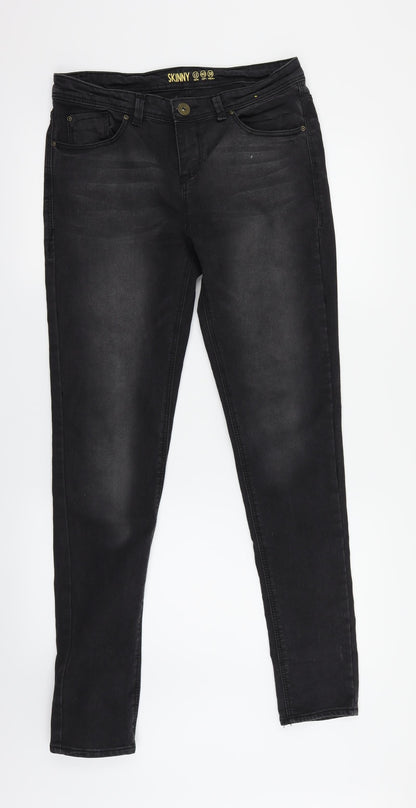 Additional front view of Denim & Co. women’s black skinny jeans, size UK 12