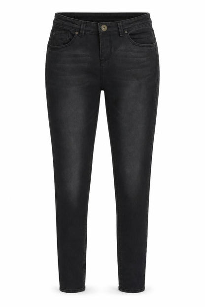 Front view of Denim & Co. women’s black skinny jeans, size UK 12