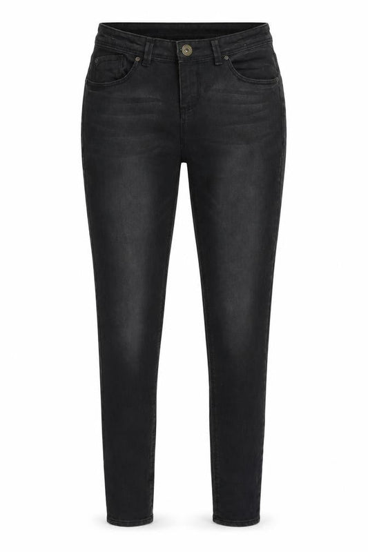 Front view of Denim & Co. women’s black skinny jeans, size UK 12
