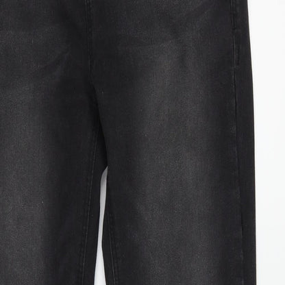 Close-up detail of Denim & Co. women’s black skinny jeans, size UK 12