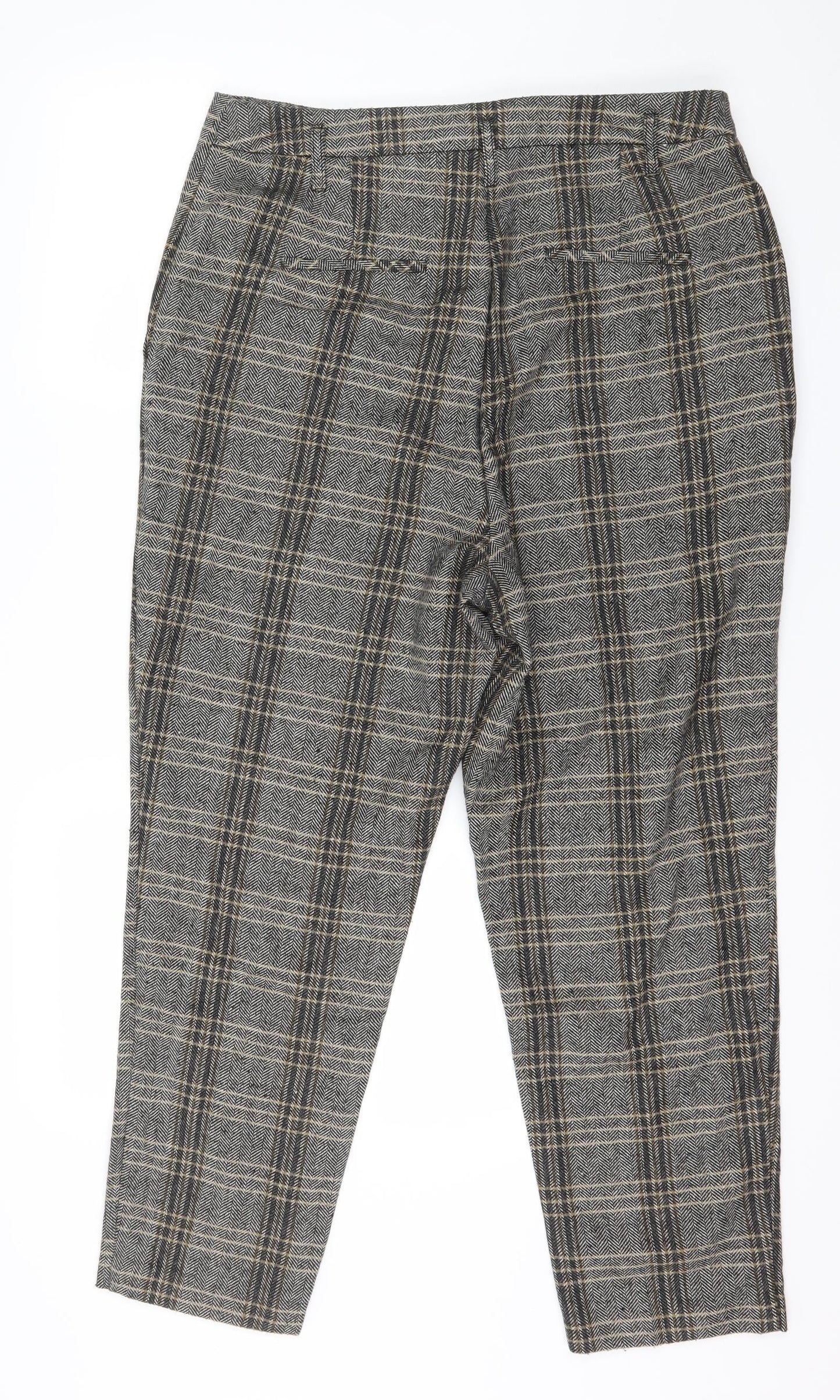 F&F Womens Grey Plaid  Trousers  Size 14 L26 in