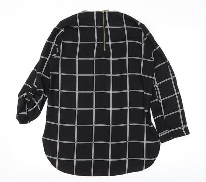 Back view of Atmosphere women’s beige check basic blouse, size UK 8