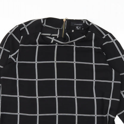 Close-up detail of Atmosphere women’s beige check basic blouse, size UK 8
