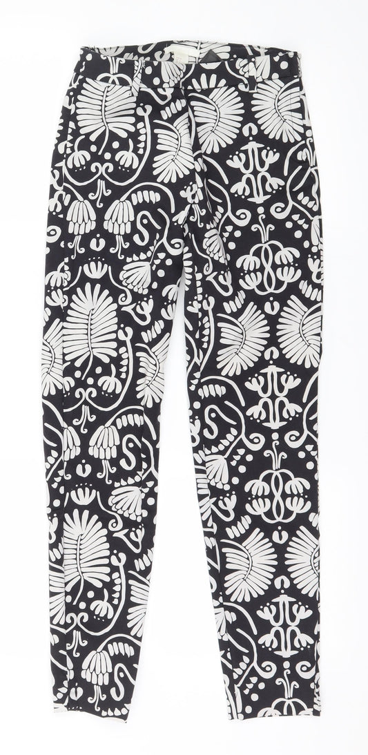 H&M Womens Black Geometric  Chino Trousers Size 4 L27 in
