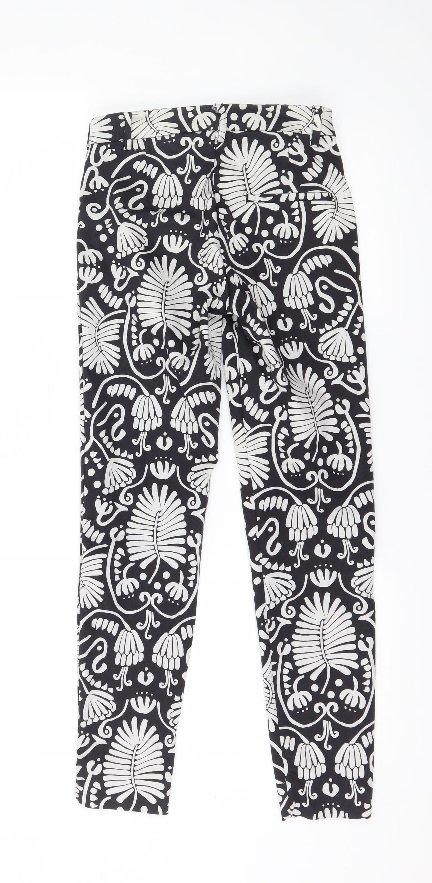 H&M Womens Black Geometric  Chino Trousers Size 4 L27 in