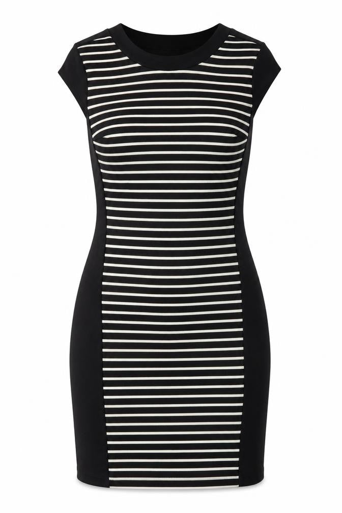 Dorothy Perkins Womens Black Striped Jersey Sheath  Size 4