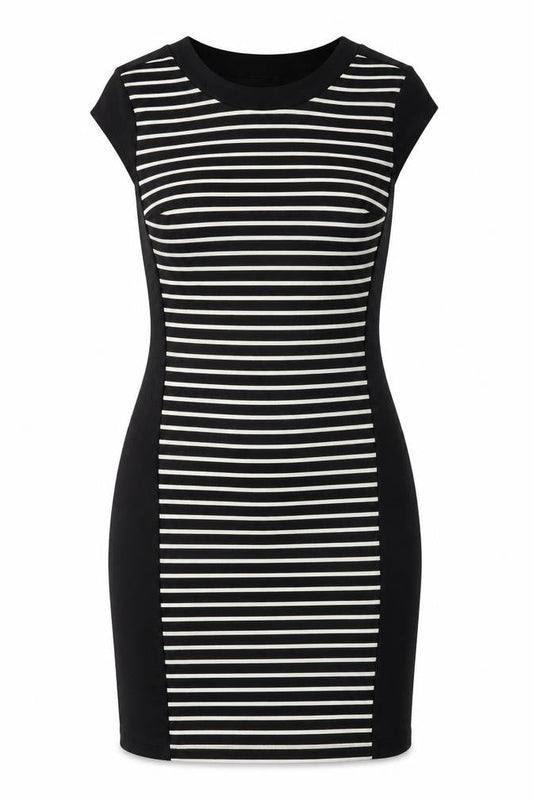 Dorothy Perkins Womens Black Striped Jersey Sheath  Size 4