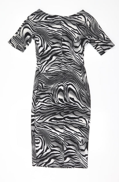 Dorothy Perkins Womens Grey Striped  A-Line  Size 6