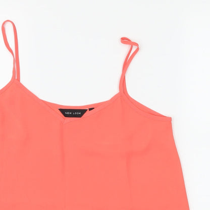 Close-up detail of Bew Look women’s orange camisole tank, size UK 8