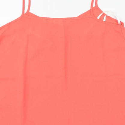 Brand and care label for Bew Look women’s orange camisole tank, size UK 8