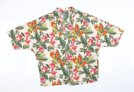 Primark Womens White Floral  Cardigan Jumper Size 14
