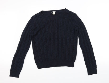 Front view of H&M men’s blue jumper, size M