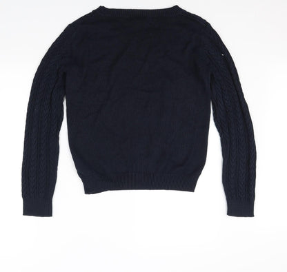 Back view of H&M men’s blue jumper, size M