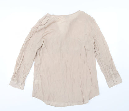 Back view of Et Vous women’s beige basic blouse, size M