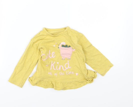 George Girls Yellow  Jersey Basic T-Shirt Size 9-12 Months  - Dinosaur
