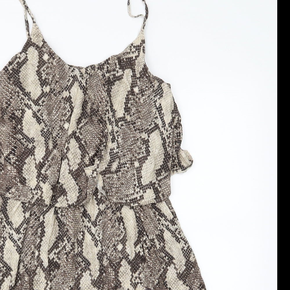 H&M Womens Brown Animal Print Jersey A-Line  Size M