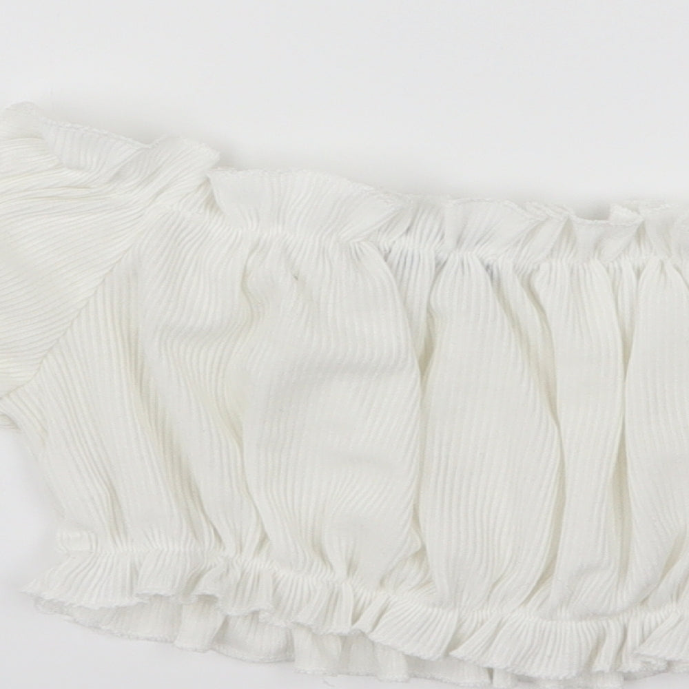 PRETTYLITTLETHING Womens White  Jersey Cropped T-Shirt Size 10