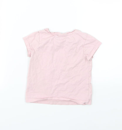 Back view of George girls’ pink jersey basic t-shirt, size 2-3, years - happy