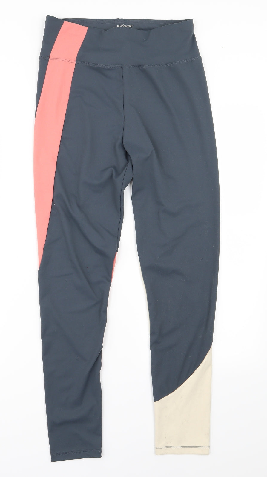 Workout Womens Grey Colourblock  Compression Leggings Size M L27 in