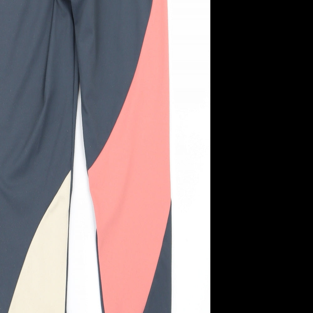 Workout Womens Grey Colourblock  Compression Leggings Size M L27 in