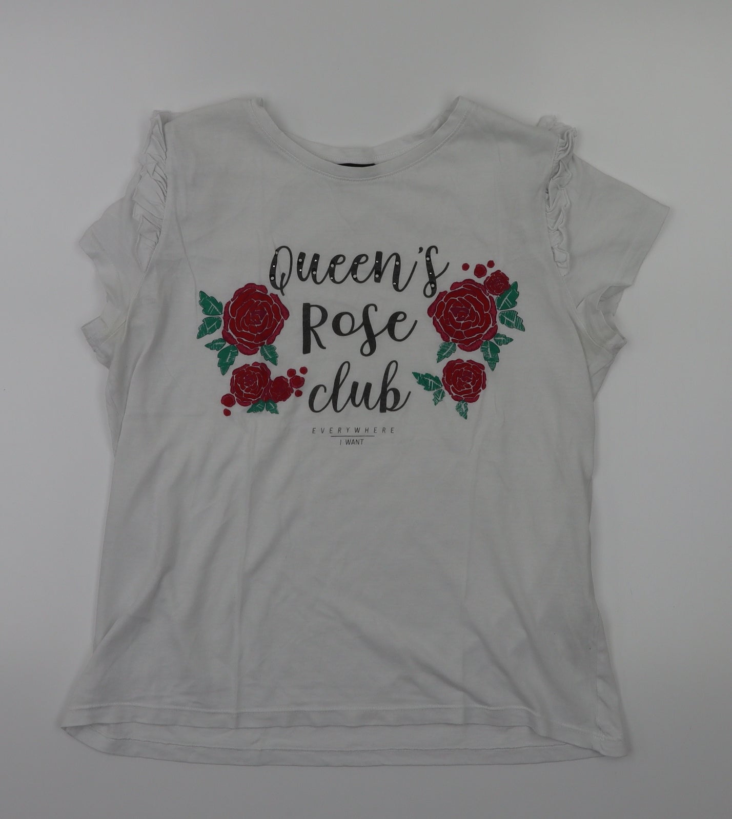 Terranova Womens White Floral   T-Shirt Size S