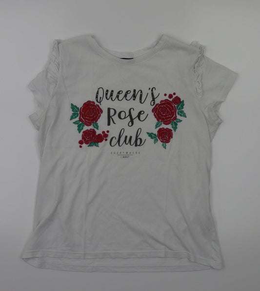 Terranova Womens White Floral   T-Shirt Size S