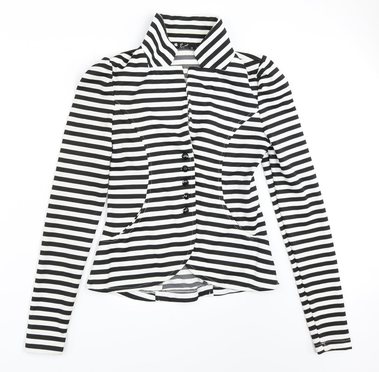 eve Womens White Striped  Jacket Blazer Size 10