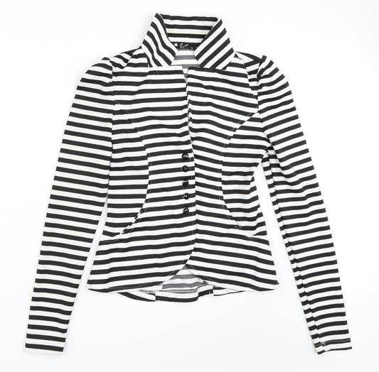 eve Womens White Striped  Jacket Blazer Size 10