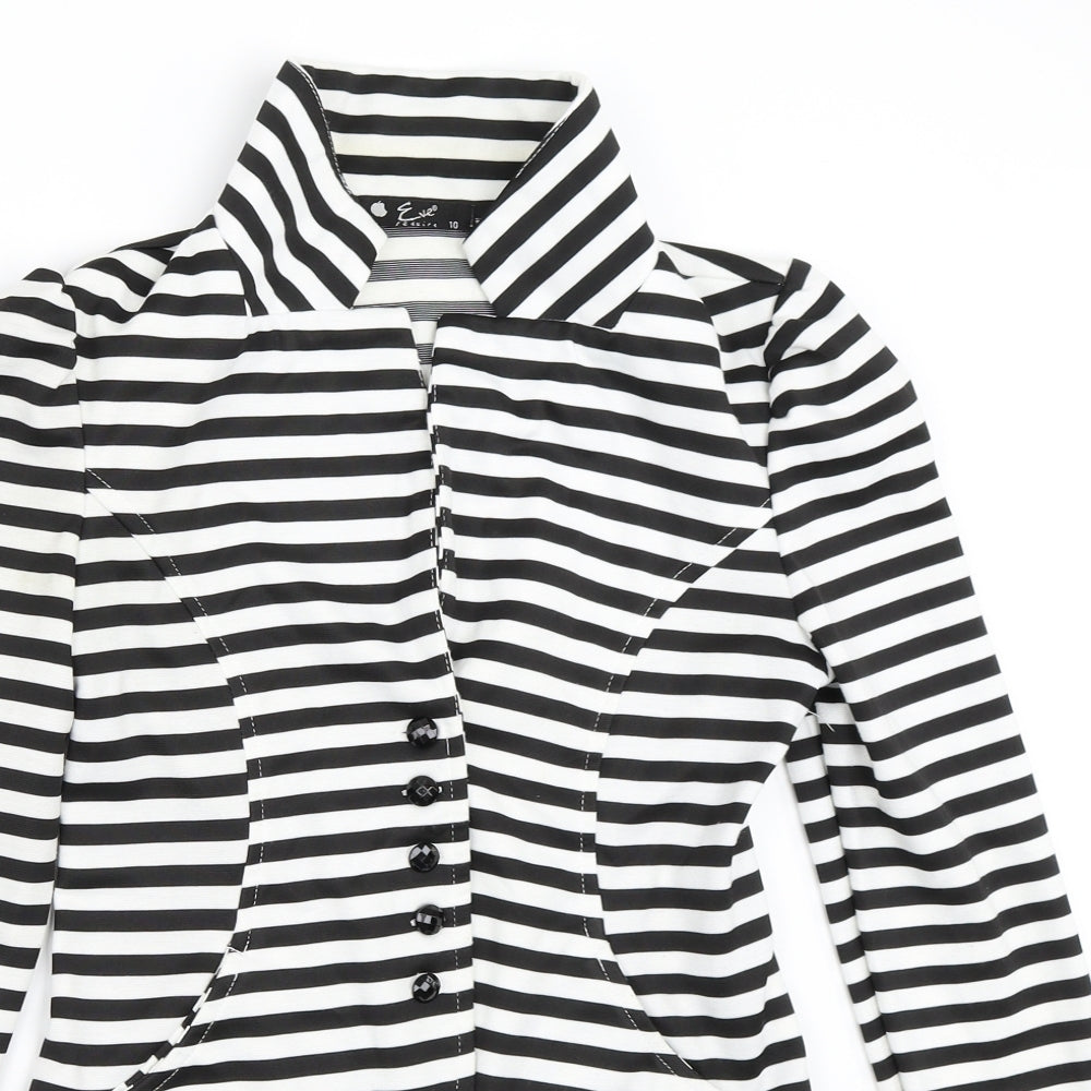 eve Womens White Striped  Jacket Blazer Size 10