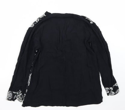 Back view of Preworn women’s black basic t-shirt, size M