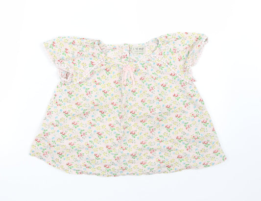 NEXT Girls Beige Floral  Basic T-Shirt Size 3-4 Years