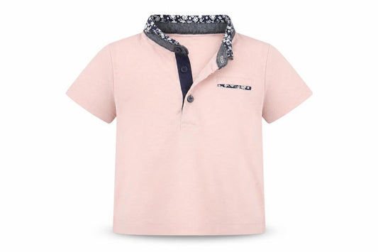 Front view of Primark boys’ pink floral basic t-shirt, size 6-9, months