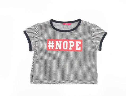 Young Dimension Girls Blue Striped  Basic T-Shirt Size 12-13 Years  - #Nope