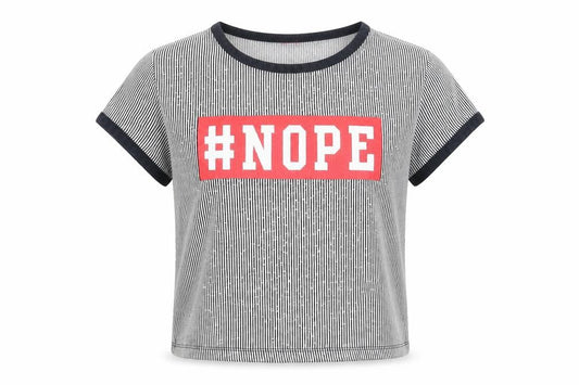 Front view of Young Dimension girls’ blue striped basic t-shirt, size 12-13, years - #nope