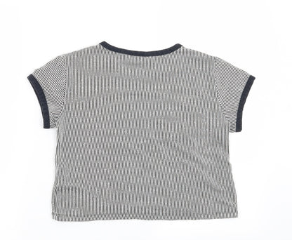 Back view of Young Dimension girls’ blue striped basic t-shirt, size 12-13, years - #nope