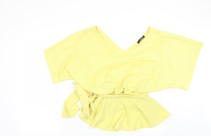 Additional front view of Quiz women’s yellow basic blouse, size UK 12
